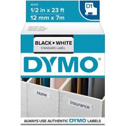 CINTA DYMO D1 45013 12mmX7m Negro/Blanco