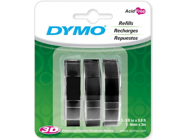 Cinta de Relieve para Dymo Organizer Express - Pack x3 Negro