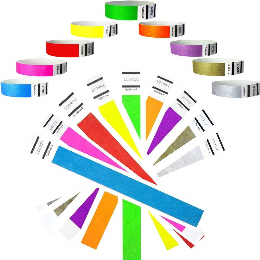Plancha de 10 pulseras de colores para eventos.
