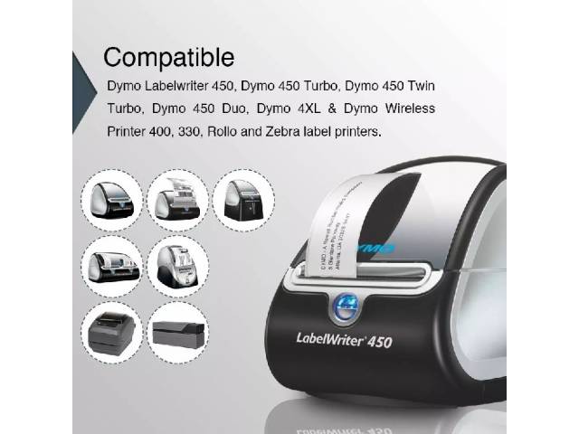 Compatibles con impresoras Dymo LabelWriter 400, 450, 450 Turbo, 450 Twin Turbo.