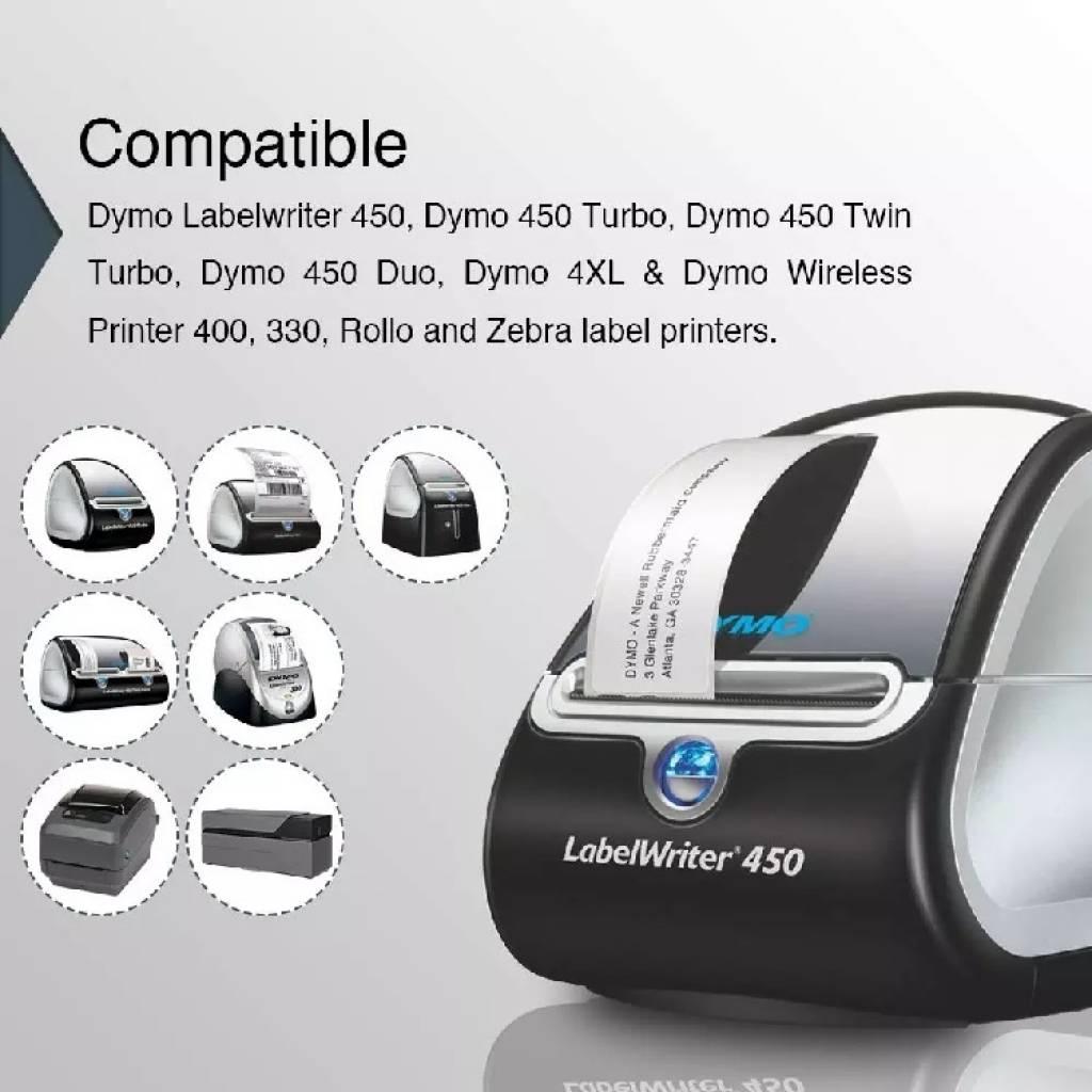 Compatibles con impresoras Dymo LabelWriter 400, 450, 450 Turbo, 450 Twin Turbo.